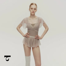 Typha - Contrast-Trim Flutter-Sleeve Sheer Top